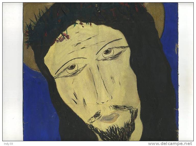 - TÊTE DE CHRIST . GOUACHE SIGNEE ET DATEE - Tempere