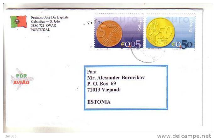 GOOD Postal Cover PORTUGAL To ESTONIA 2003 - Good Stamped: Euro Coins - Covers & Documents