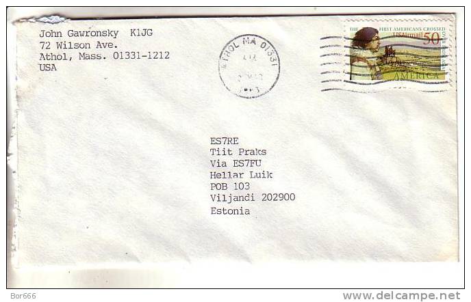 GOOD Postal Cover USA ( Athol ) To ESTONIA 1993 - Good Stamped: America - Covers & Documents