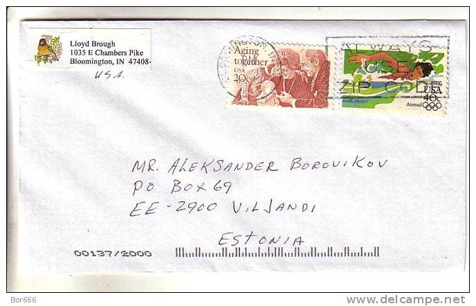 GOOD Postal Cover USA ( Bloomington ) To ESTONIA 1998 - Good Stamped: Olympic; Family - Lettres & Documents