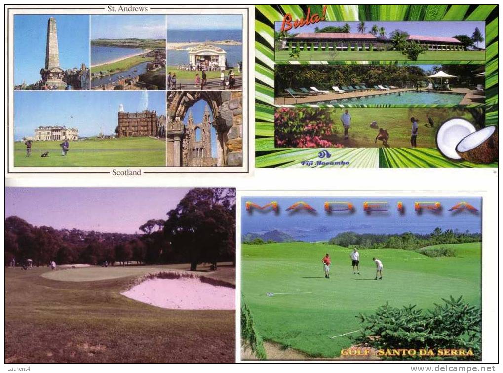 4 Carte De Golf - 4 Golf Postcard - Golf