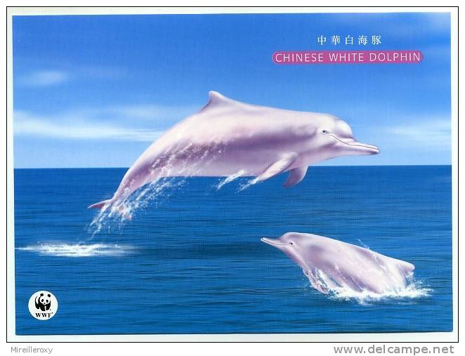 ENTIER POSTAL CHINE  STATIONERY 1ER JOUR  DAUPHIN WWF - Dolphins