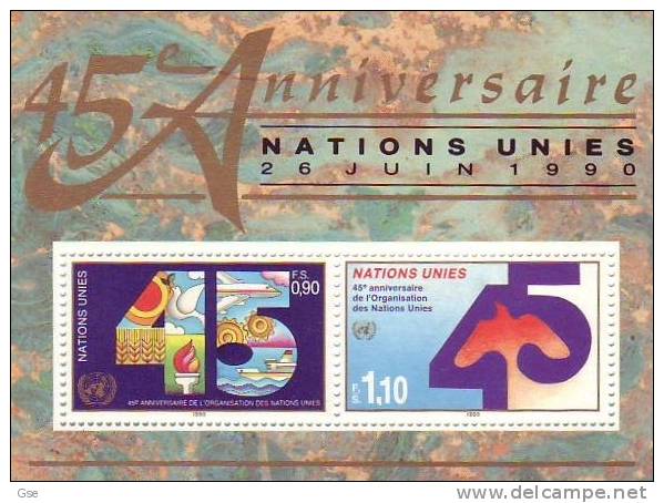 NAZIONI UNITE 1990 (GINEVRA) - Yvert  BF 6** - 45° Anniversario - Hojas Y Bloques