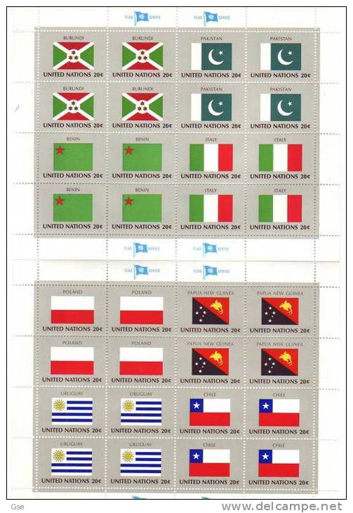 NAZIONI UNITE 1984 - Yvert 416/31 - 64 Valori - Bandiere - Hojas Y Bloques