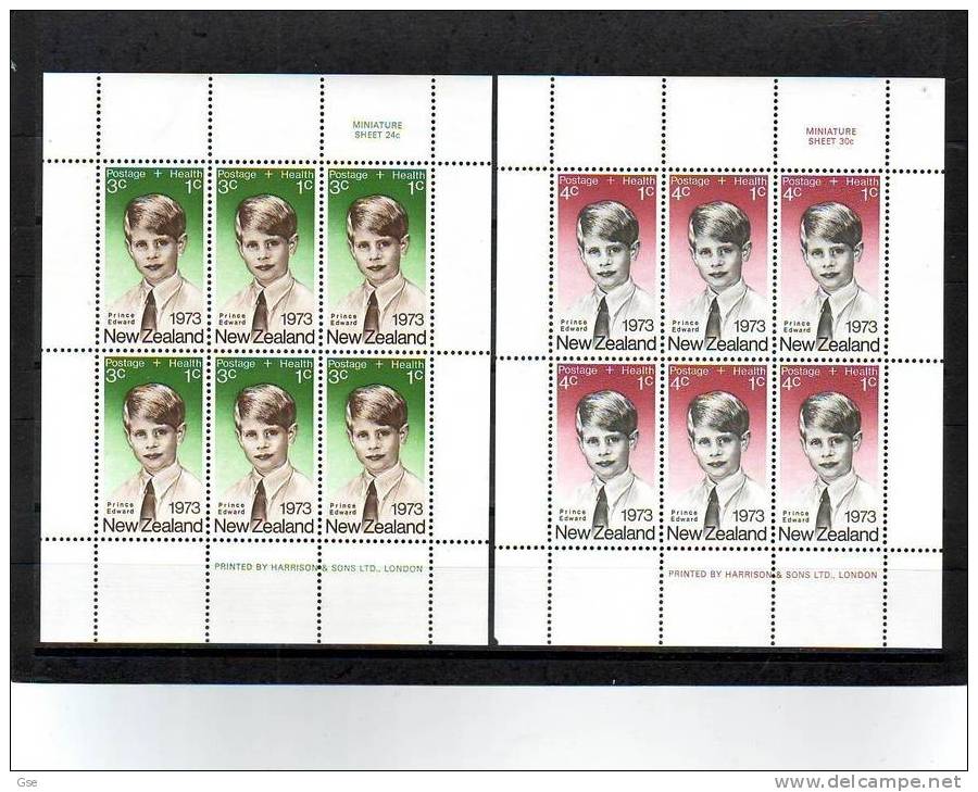 NUOVA ZELANDA 1973 - Yvert BF  34/5** - Infanzia - Principe Edward - Blocks & Sheetlets