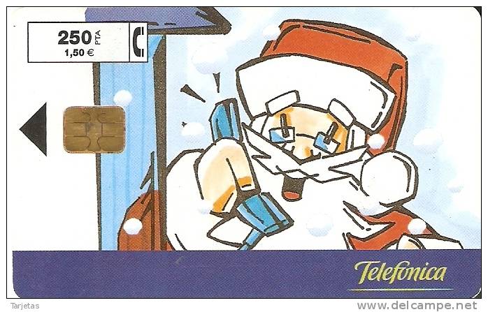 TARJETA DE ESPAÑA DE NAVIDAD SANTA CLAUS TIRADA 16000 (TARJETA ROZADA) (CHRISTMAS) - Navidad