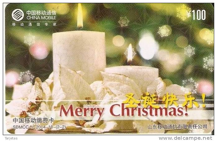 TARJETA DE NAVIDAD DE CHINA DE 2 VELAS - Navidad