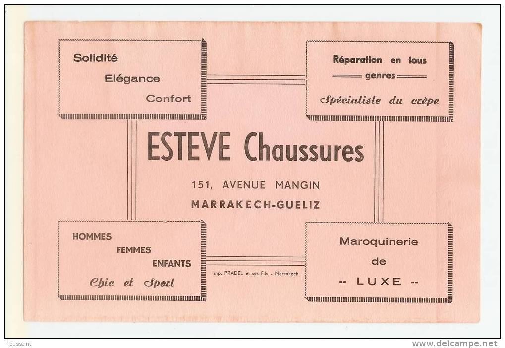 Buvard Esteve: Chaussures, Specialiste Du Crepe, Maroquinerie De Luxe, Marrakech Gueliz, Maroc (07-3416) - Schoenen
