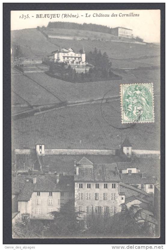 69 BEAUJEU,88, Rhône, Le Château De Cornillons, Dos Divisé, Circulé 1907, Bon état - Beaujeu