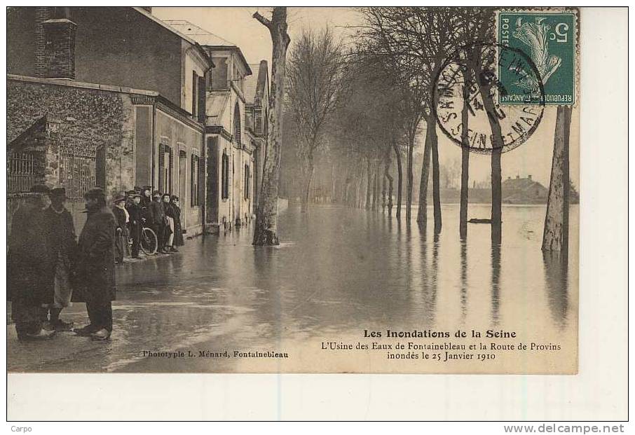 SAMOIS-sur-SEINE. - Les Inondations De La Seine - L'usine Des Eaux De Fontainebleau Et La Route De Provins Le 25 Janvier - Samois