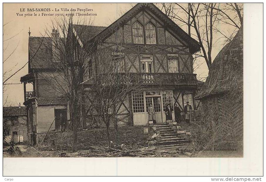 SAMOIS-sur-SEINE. - Le Bas-Samois - La Villa Des Peupliers Vue Prise Le 2fèvrier 1910, Après Inondation. - Samois