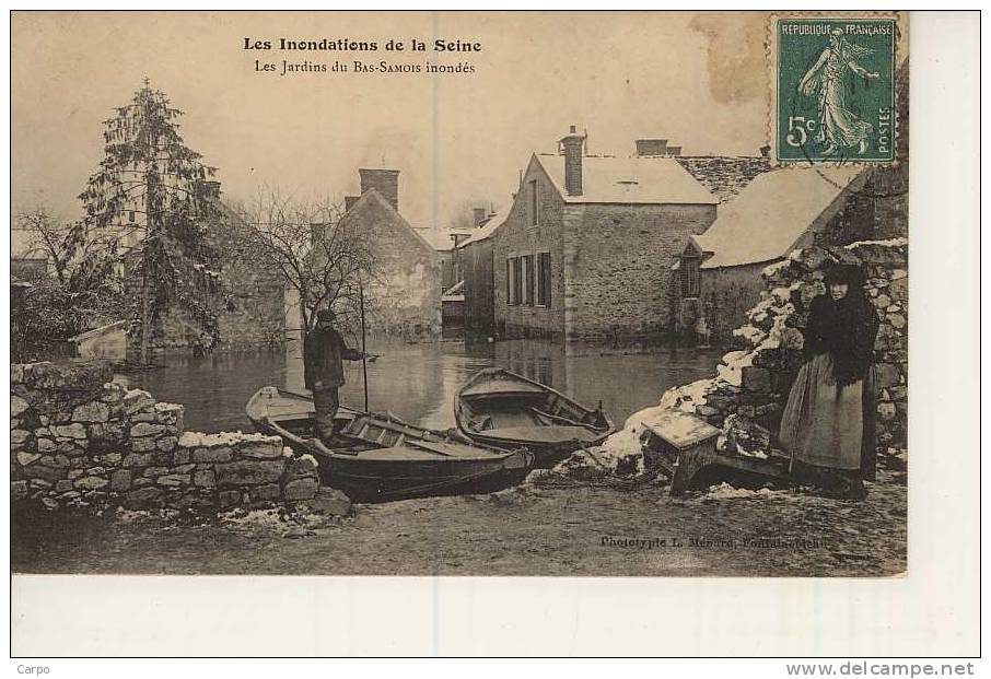 SAMOIS-sur-SEINE. - Les Inondations De La Seine - Les Jardins Du Bas-Samois Inondés. - Samois