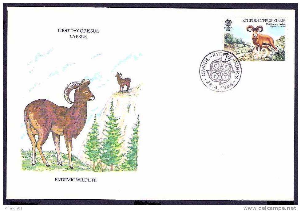 Cyprus 1986 Europa, Mouflon & Cedar, Small Mammal, Endemic Wild Life, Animal FDC # 9341 - Lapins