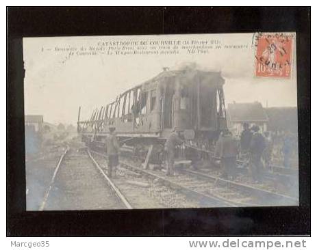 28 Catastrophe De Courville 14 Fev.1911 Train Paris Brest Le Wagon Restaurant édit.ND N° 1 Chemin De Fer Belle Carte - Courville