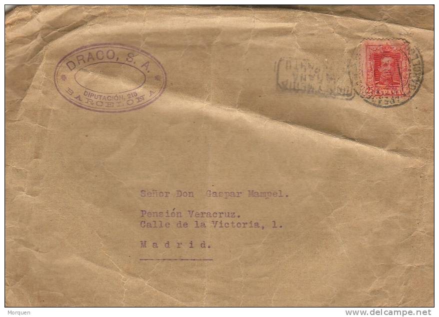 Carta Barcelona 1926. Ferrocarril Apeadreo Paseo Gracia - Cartas & Documentos