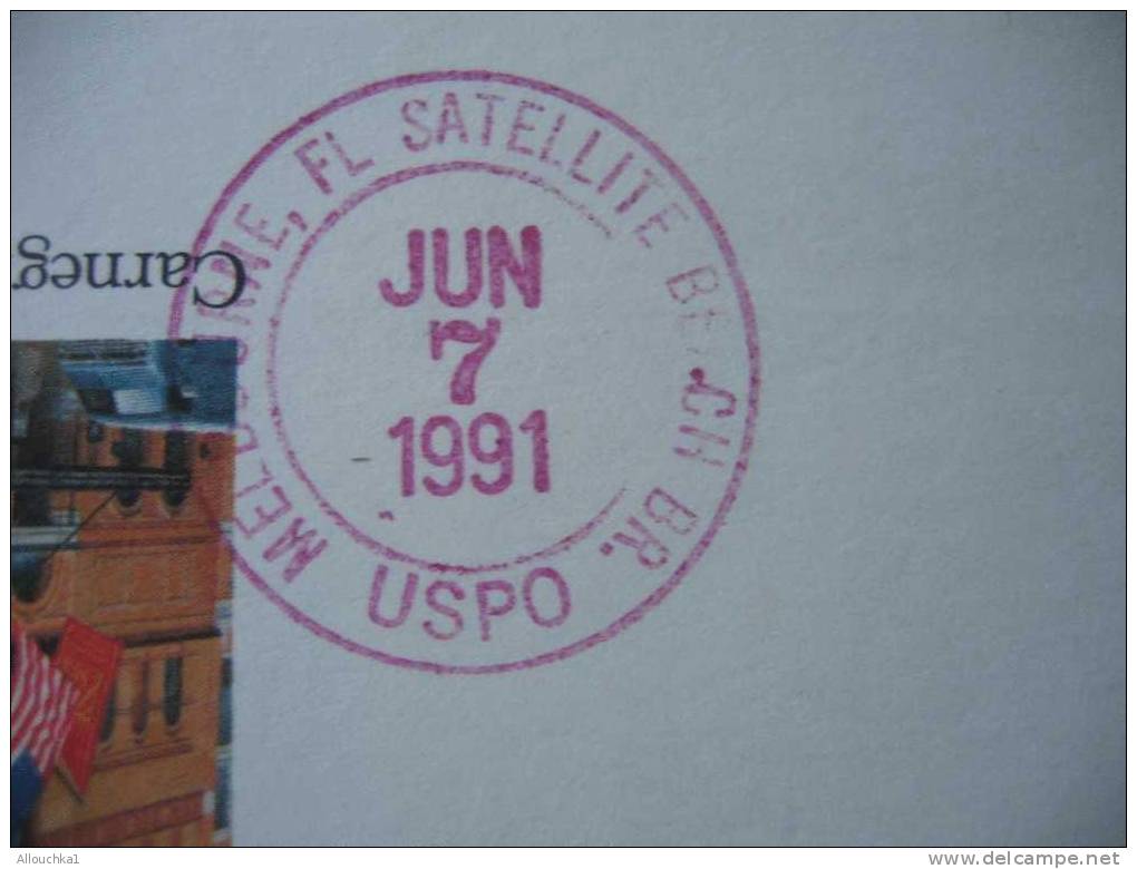 ENTIER POSTAL ETATS UNIS D' AMERIQUE POSTAL CARD  1991 MELBOURNE FL SATELLITE USPO CARNEGIE HALL CENTENNIAL 1991 - 1981-00