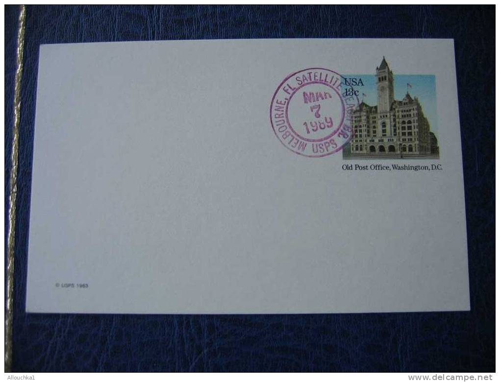 ENTIER POSTAL ETATS UNIS D' AMERIQUE POSTAL CARD  1989 MELBOURNE FL SATELLITE USPO /OLD POST OFFICE WASHINGTHON  /  1989 - 1981-00