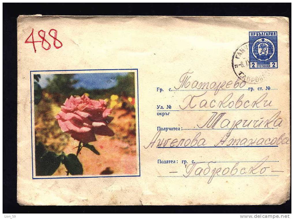 Uba Bulgaria PSE Stationery 1962 Flora Flowers ROSE / KL7 Coat Of Arms /813 - Rosen