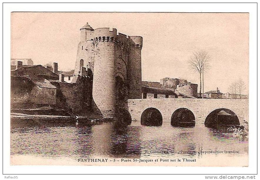 PARTHENAY - Porte Saint Jacques Et Pont Sur Le Thouet 5 ( LAVANDIERES ) - Parthenay