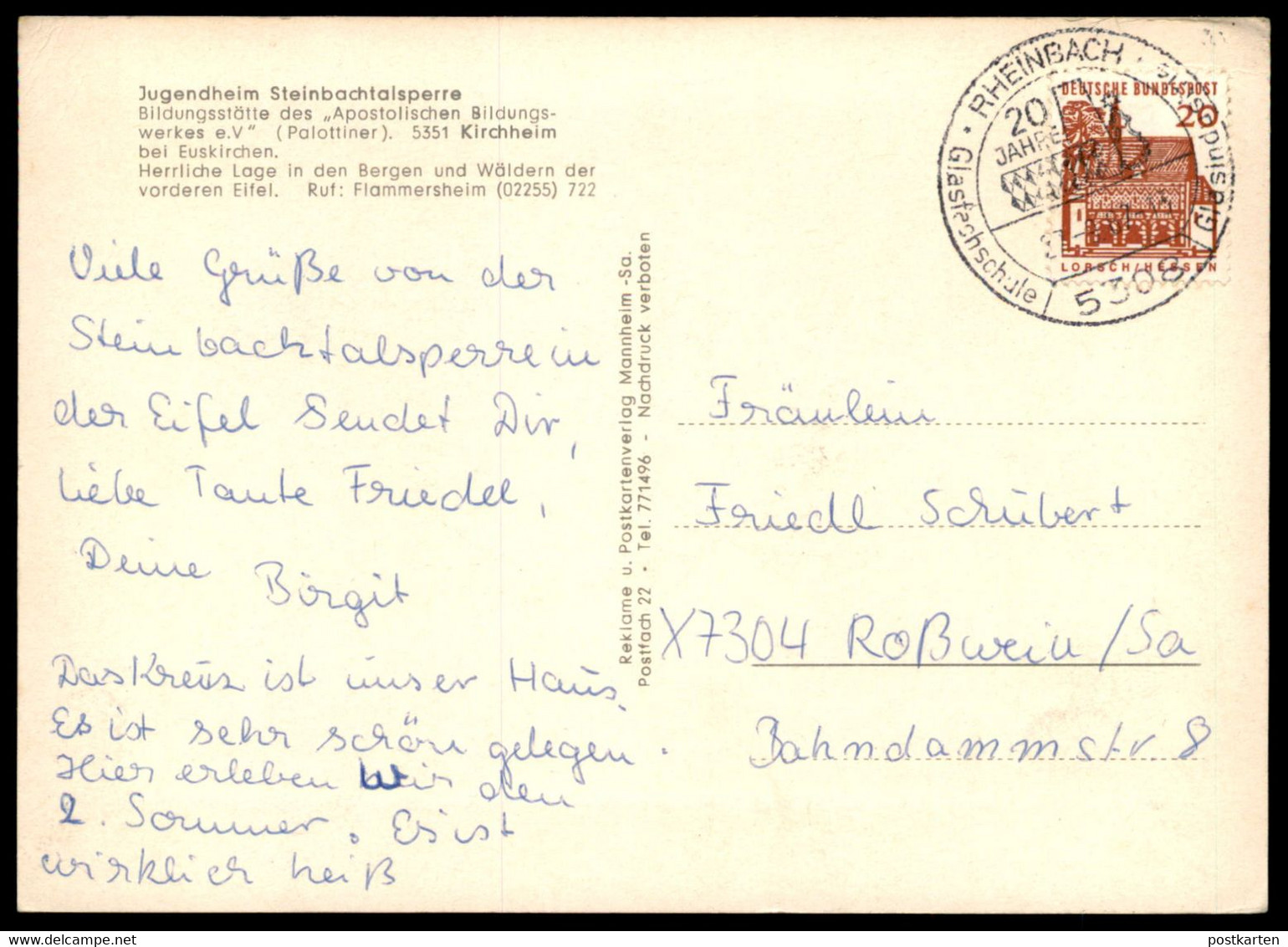 ÄLTERE POSTKARTE KIRCHHEIM BEI EUSKIRCHEN JUGENDHEIM STEINBACHTALSPERRE Talsperre Barrage Ansichtskarte Cpa Postcard - Euskirchen