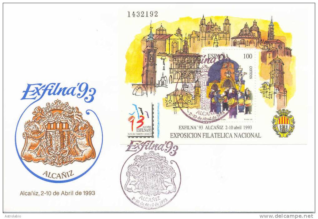 Espagne FDC 1993 " Procession De La Semaine Sainte, à Alcañiz " Yvert Bloc 59 - Pâques