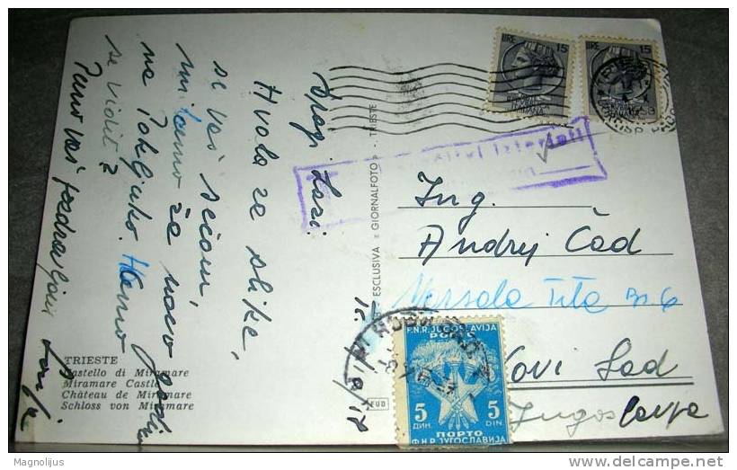 Postage Due,Porto,Stamp,Postmark,Italy,Trieste,postcard - Taxe