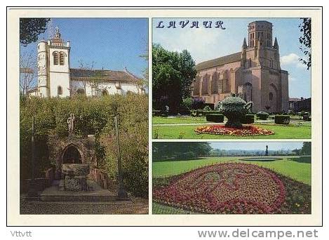 81 - LAVAUR : L'église Le Pech, La Cathédrale St Alain, Le Jardin Bressolles. Edit. Larrey (circulée) - Lavaur