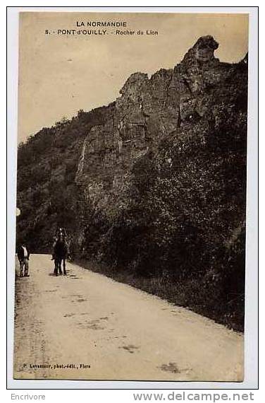 Cpa PONT D OUILLY - Rocher Du Lion -promeneur A Cheval - Ed P Levasseur - Pont D'Ouilly