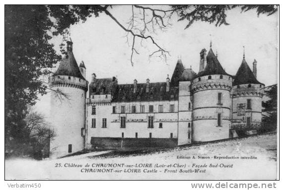 CHAUMONT SUR LOIRE..CHATEAU ..FACADE SUD OUEST....1929 - Salbris