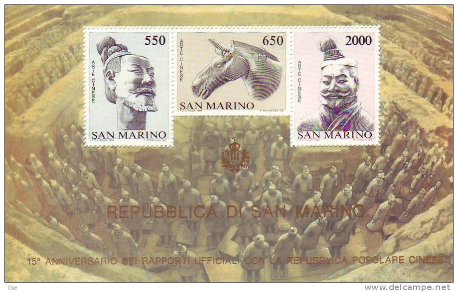 S. MARINO 1977 -  Sassone BF 30** - Anniversario S.Marino-Cina - Hojas Bloque