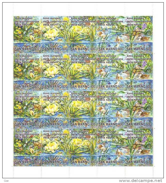 S. MARINO 1995 -  Sassone 1437/41 (x 5) Minifoglio - Natura - Unused Stamps