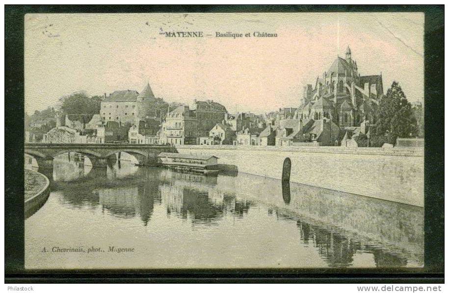 CPA MAYENNE Basilique & Chateau (pli D'angle) - Mayenne
