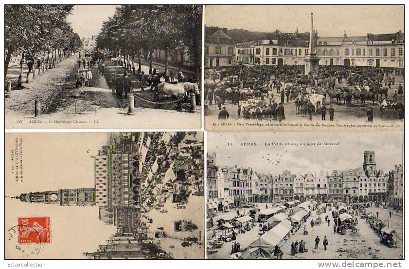 Arras      62        Marchés.    Lot De  4 CPA   (voir Scan) - Arras