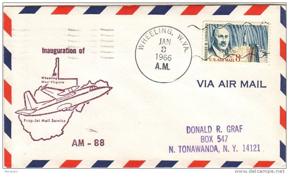 1244, Carta Aerea Wheeling (West Virginia) 1966, First Fligth - Cartas & Documentos