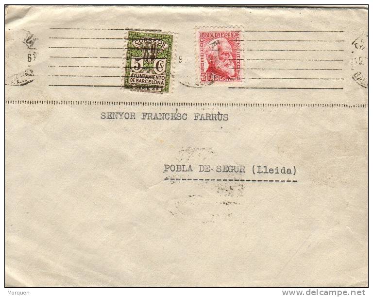 Carta BARCELONA 1935 Sello Recargo - Barcelone