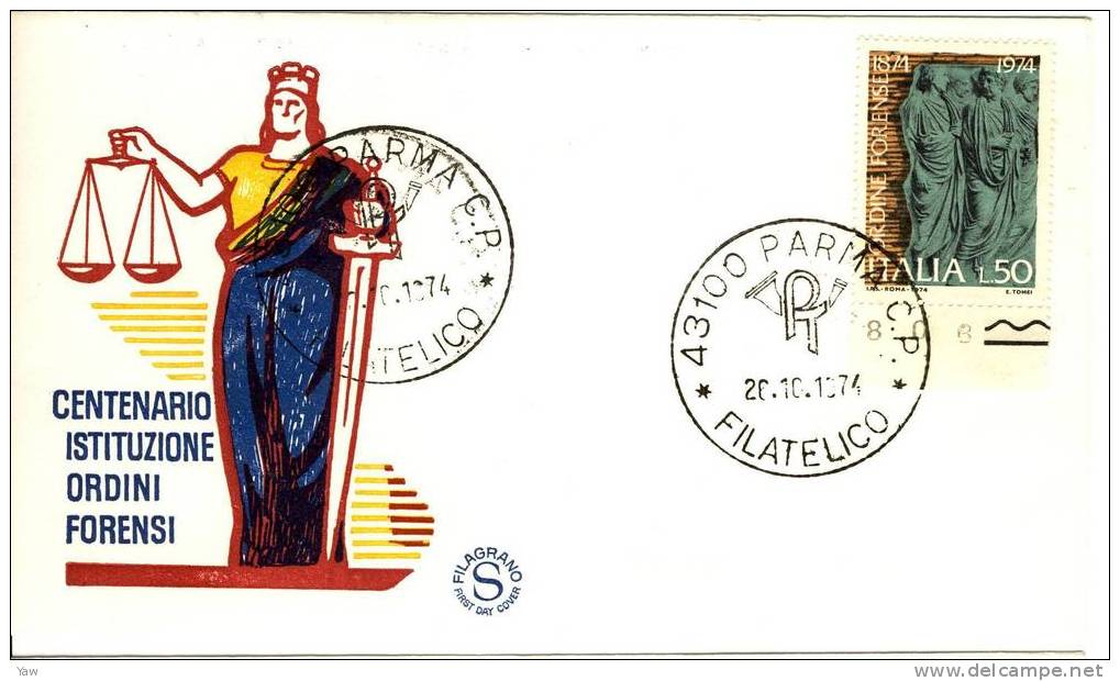 ITALIA FDC 1974  CENTENARIO DELL´ORDINE FORENSE IN ITALIA - Sonstige & Ohne Zuordnung