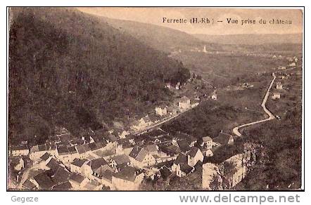 68 FERRETTE Vue Prise Du Château + Cachet Tresor Et Postes De Franchise - Ferrette