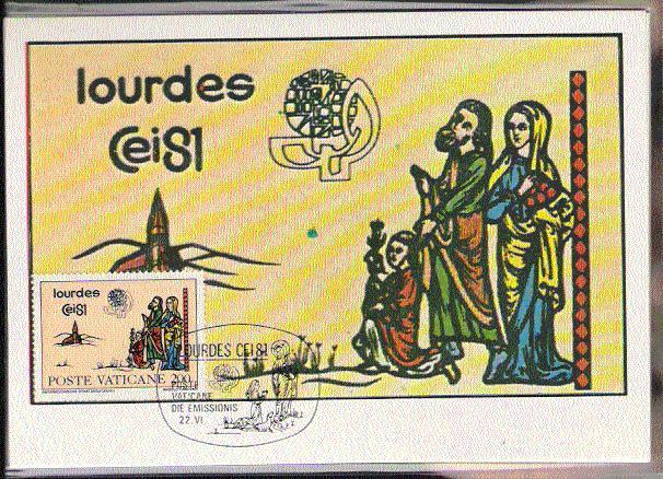 VATICAN CARTE MAXIMUM NUM.YVERT 710 CONGRES DE LOURDES 1981 - Cartoline Maximum