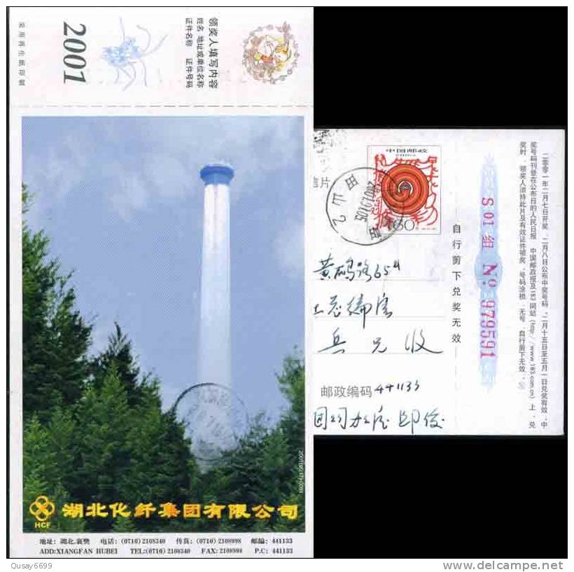 Tower Hubei Chemical Fiber  Co. Ad , Pre-stamped Postcard, Postal Stationery - Textiel