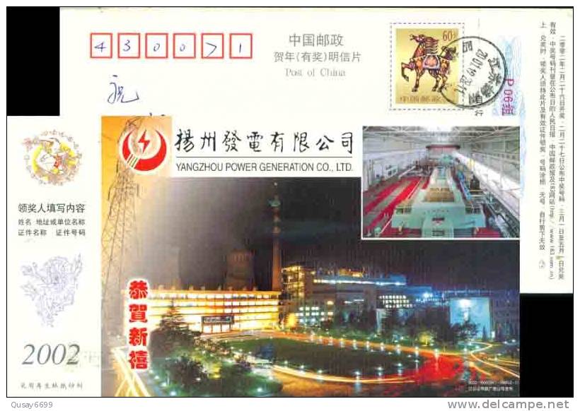 Thermal Power Plant ,Yangzhou Power Generation Co Ad , Pre-stamped Postcard, Postal Stationery - Electricidad