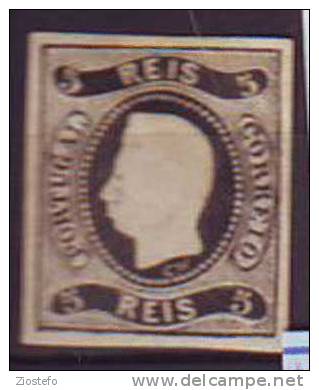 R1 King Luiz 5 Reis Black - Unused Stamps