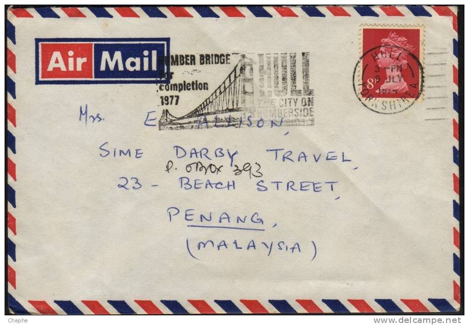 GB 1974 COVER Clear 'Hull' CDS And Slogan Sent To Malaysia [D4832] - Storia Postale