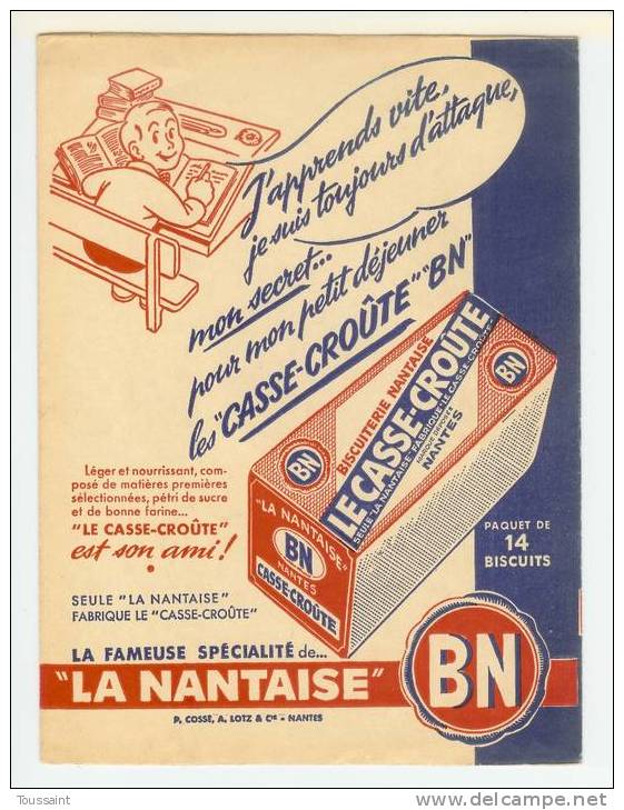 Protège Cahiers BN: Fourré Au Chocolat, Gouter Parfait De La Nantaise, Nantes, Ecole, Ecoliers, Salle De Classe 07-3435 - Omslagen Van Boeken