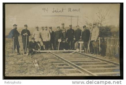 94 SAINT MAUR DES FOSSES Carte Photo (militaires - Voie Ferrée) - Saint Maur Des Fosses