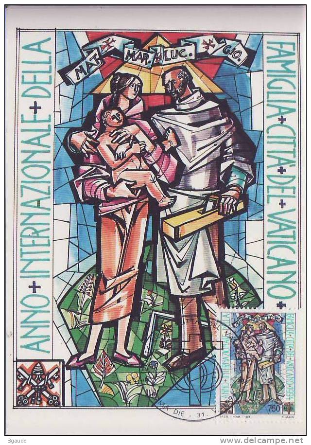 VATICAN CARTE MAXIMUM NUM.YVERT  981 ANNEE DE LA FAMILLE - Cartas Máxima