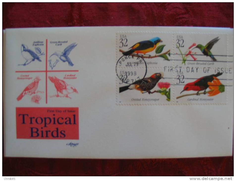 OBLITERATION  OISEAU  USA 1998 1 ER JOUR - Hummingbirds