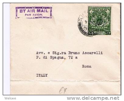 Pak001/  PAKISTAN - Blattzeichnung Mit Landesnamen In Persisch 1954 Nach Rom, Italien - Pakistan