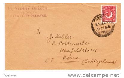 Pak006/  PAKISTAN - Halbmond + Stern, 1951 In Die Schweiz (Bern) - Pakistan