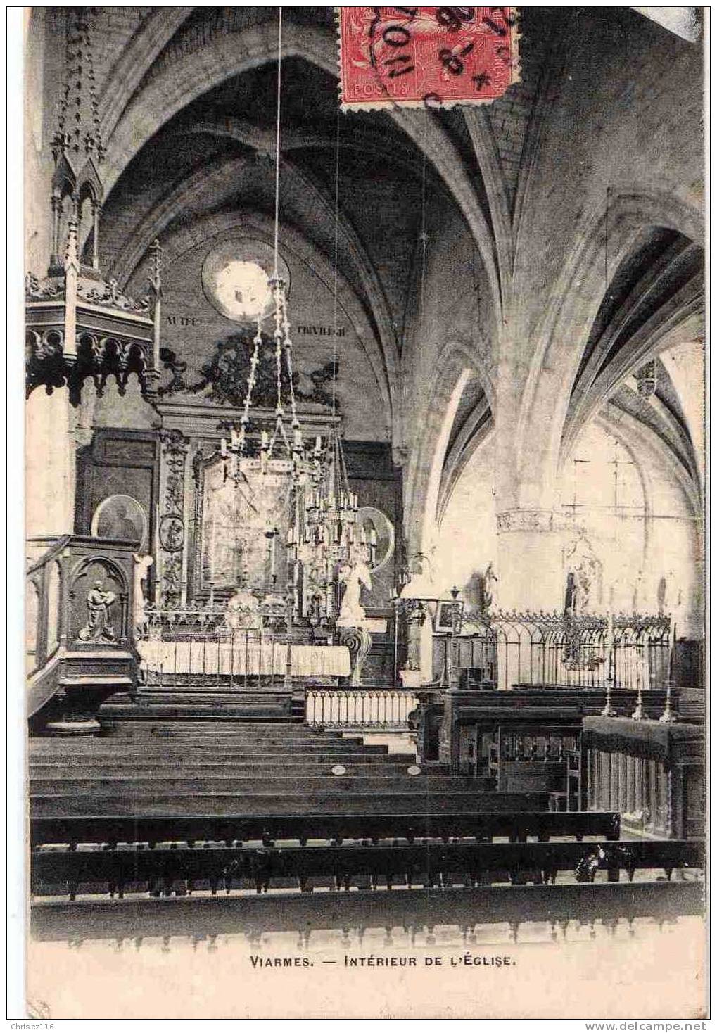 95 VIARMES Intérieur De L'église   1906  Précurseur - Viarmes