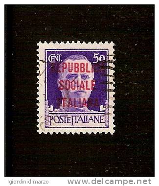 ITALIA  R.S.I.-GOVERNO REPUBBLICANO-valore Usato Da 50 C. Serie Imperiale Con Soprastampa-in Ottime Condizioni- DC0930. - Used